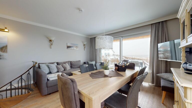 Wohnzimmer in Ferienwohnung Hörnum im Winter