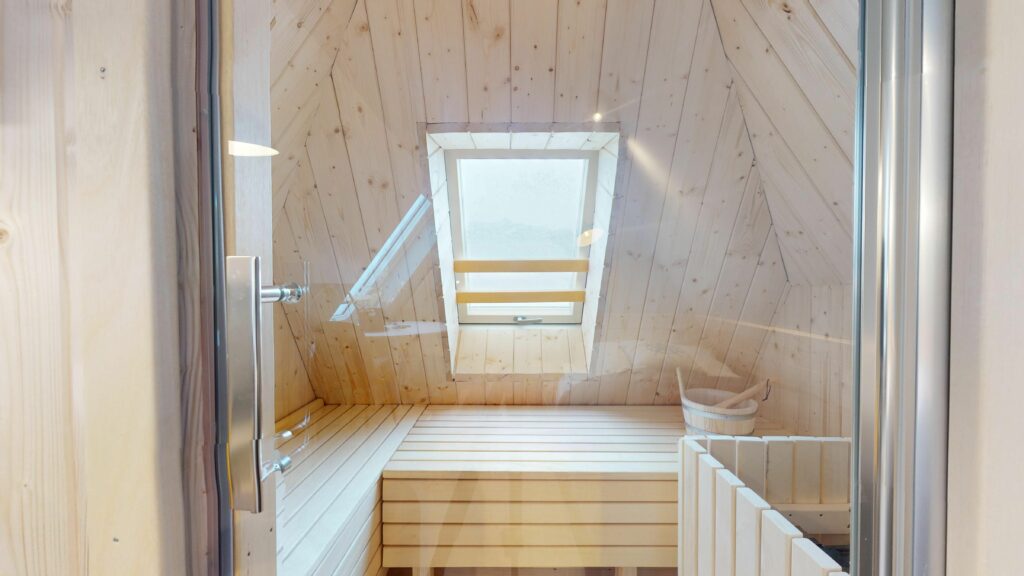 Sauna im Dachgeschoss in Ferienwohnung Hörnum