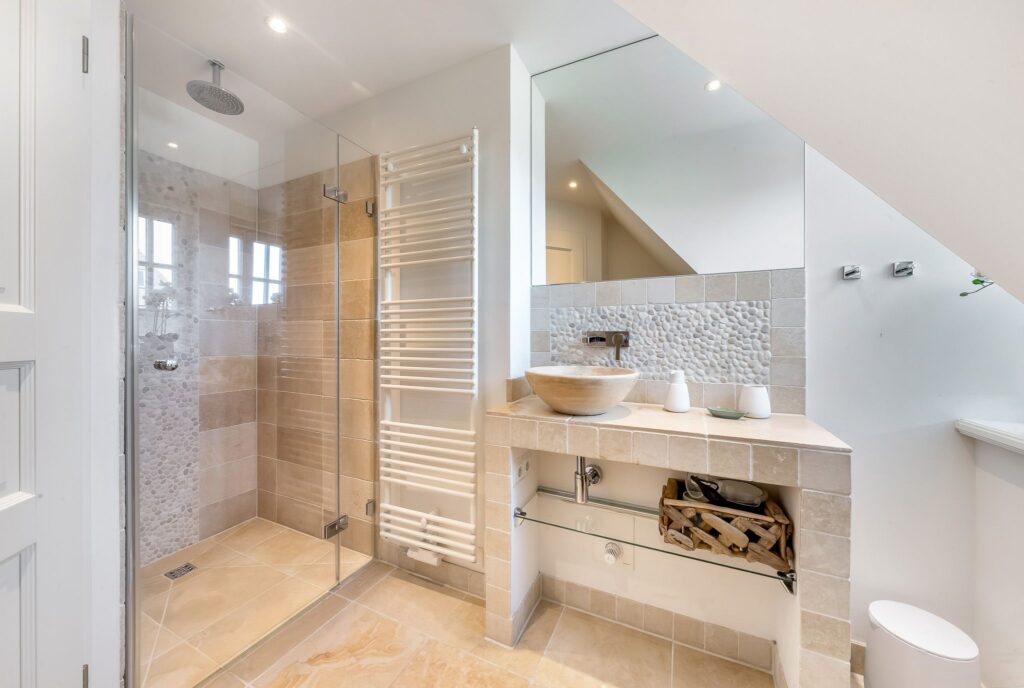Badezimmer einer Ferienwohnung auf Sylt
