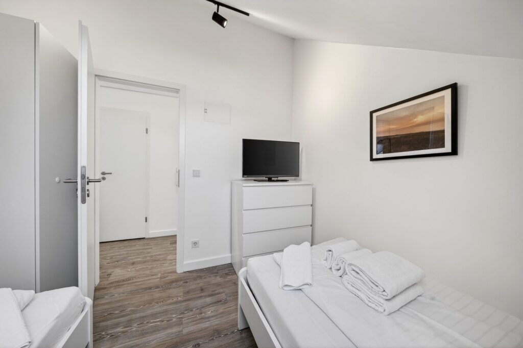 Schlafzimmer einer Ferienwohnung auf Sylt