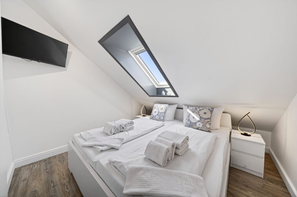 Schlafzimmer einer Ferienwohnung auf Sylt