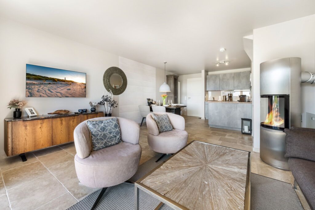 Wohnzimmer einer Ferienwohnung auf Sylt