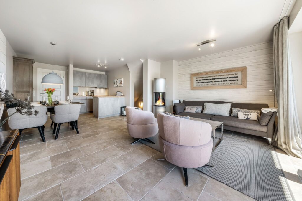 Wohnzimmer einer Ferienwohnung auf Sylt