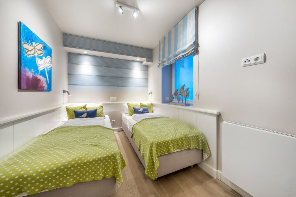Schlafzimmer einer Ferienwohnung auf Sylt