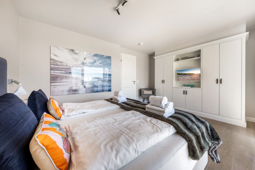 Schlafzimmer einer Ferienwohnung auf Sylt