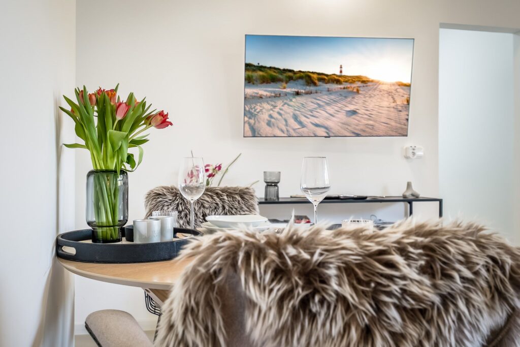 Wohnzimmer einer Ferienwohnung auf Sylt