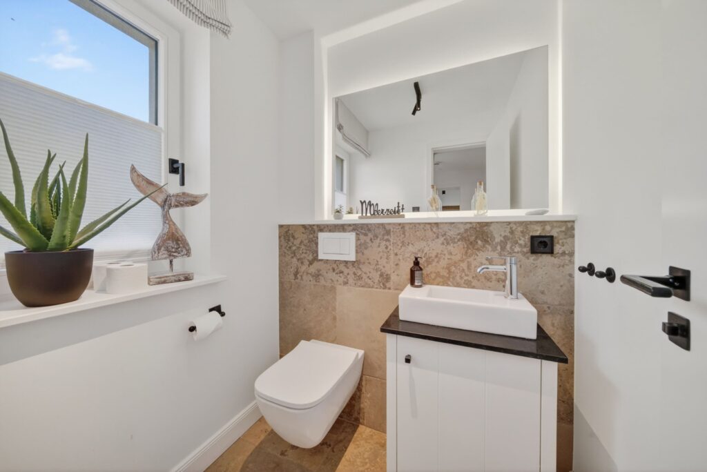 Badezimmer einer Ferienwohnung auf Sylt
