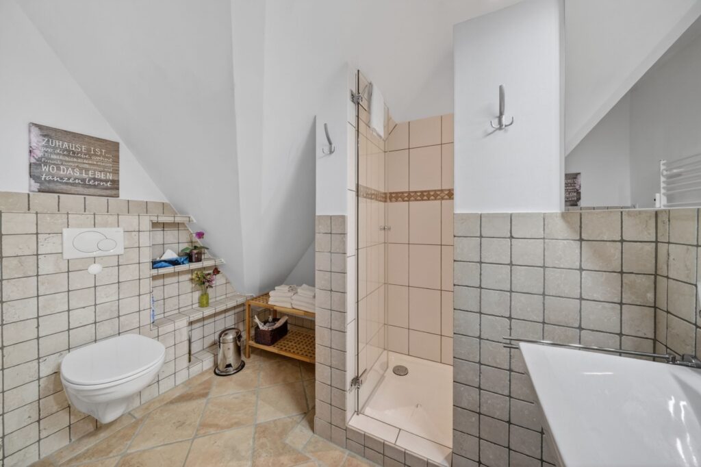 Badezimmer einer Ferienwohnung auf Sylt