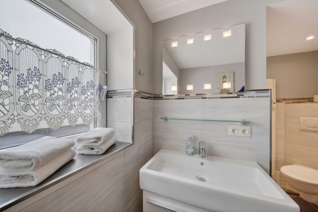 Badezimmer einer Ferienwohnung auf Sylt